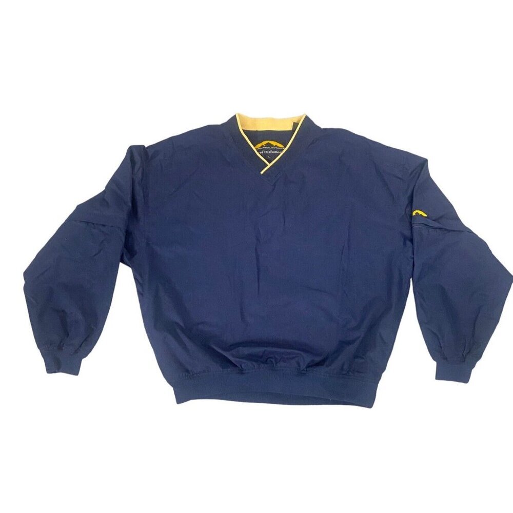 SUN MOUNTAIN Men Pullover Jacket Removable‎ Sleeves Sz L Blue Golf V-Neck C-13